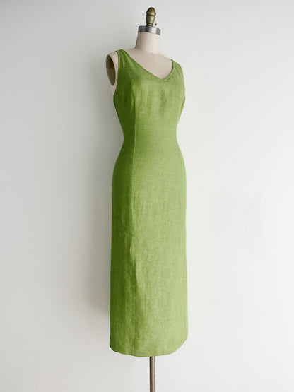 vintage lime linen dress (M)