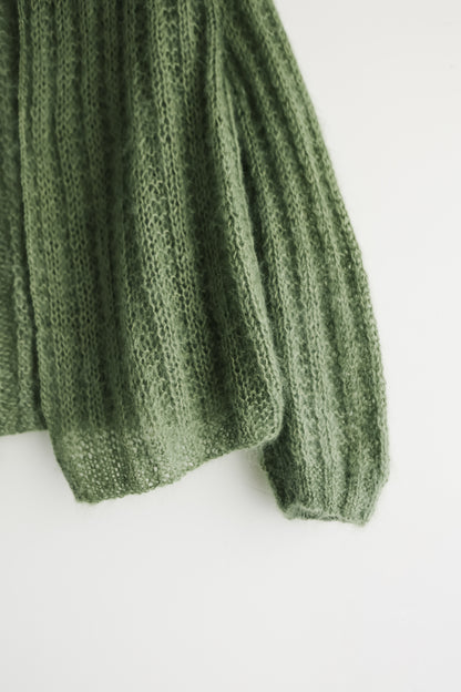vintage avocado mohair cardigan (M)