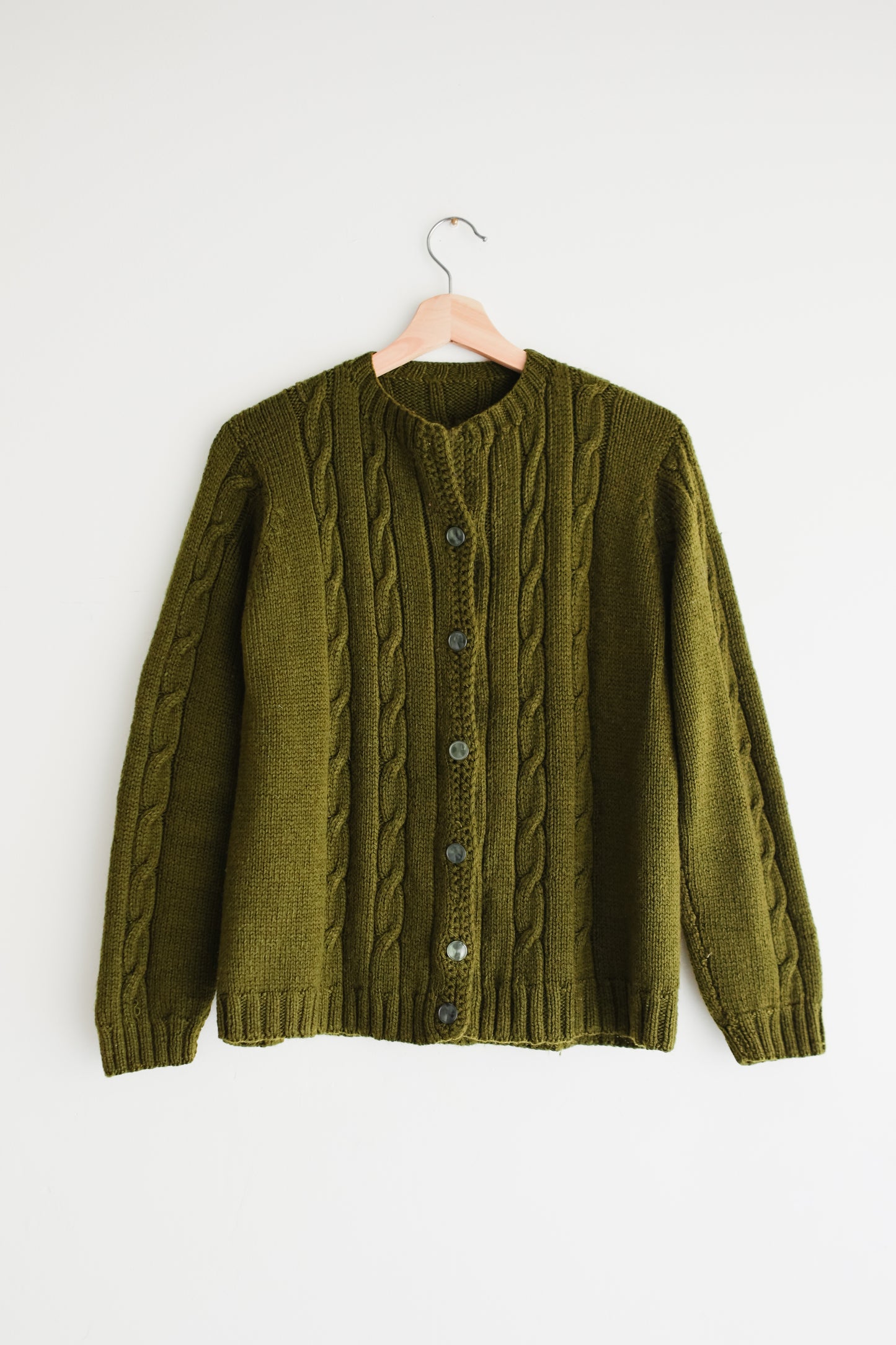 vintage olive wool cardigan (S/M)