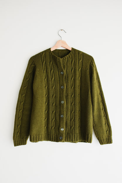 vintage olive wool cardigan (S/M)