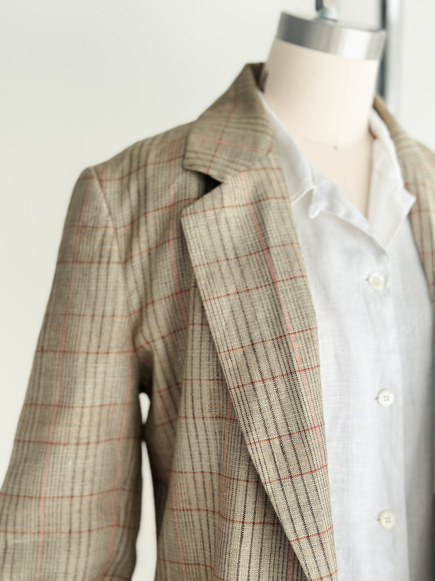 vintage spring plaid linen blazer (M)