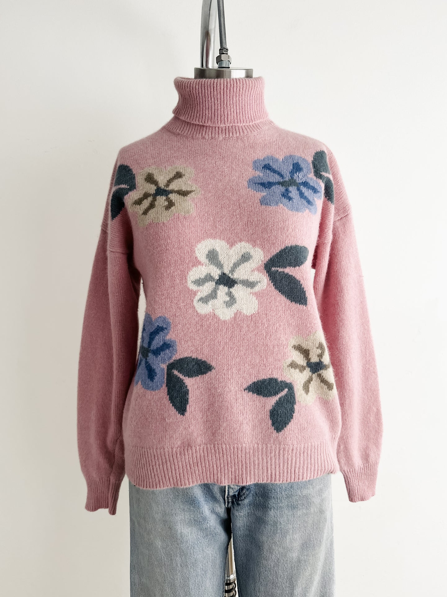 vintage flower power knit sweater (M)