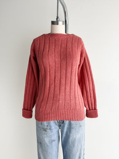 vintage rose pink silk lambswool sweater (M)