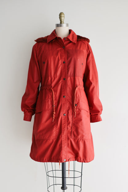 vintage brick red hooded jacket (S)