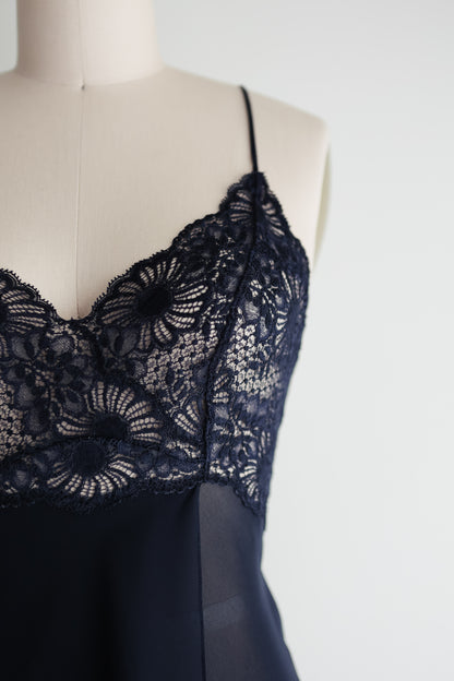 vintage navy sheer slip (M)