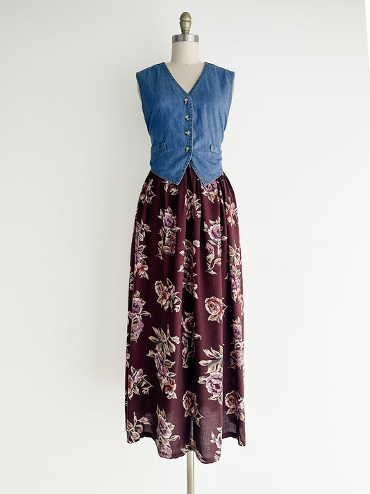 vintage botanical waistcoat dress (M)