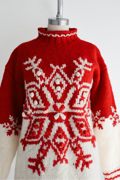 vintage hand knit wool sweater (S)