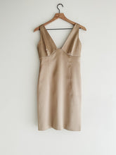 Load image into Gallery viewer, vintage champagne satin cocktail dress (S/M)
