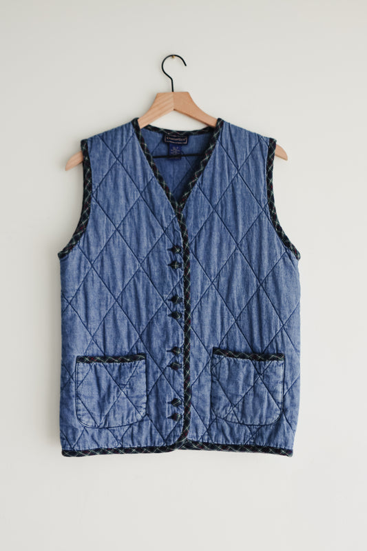 vintage quilted denim vest (S/M)