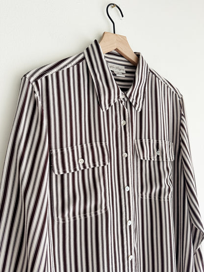 vintage brown stripe silk shirt (M/L)