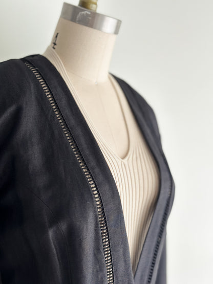 vintage black linen blazer (S/M)