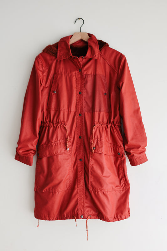 vintage brick red hooded jacket (S)