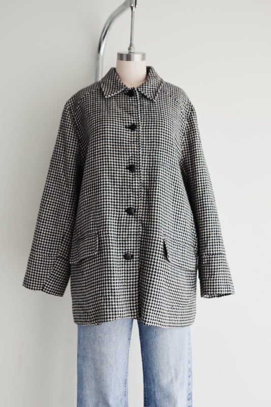vintage houndstooth check wool jacket (M/L)