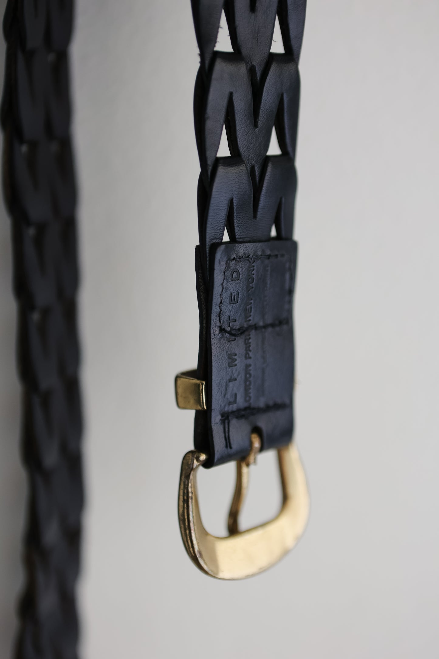 vintage black braided leather belt (S)