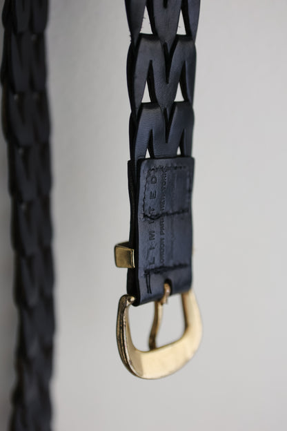 vintage black braided leather belt (S)