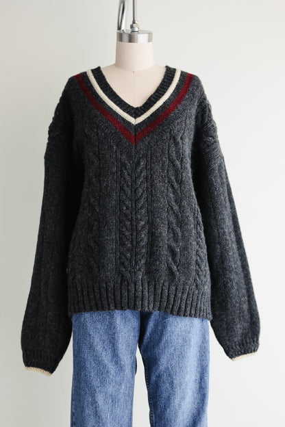 vintage charcoal wool sweater (L)