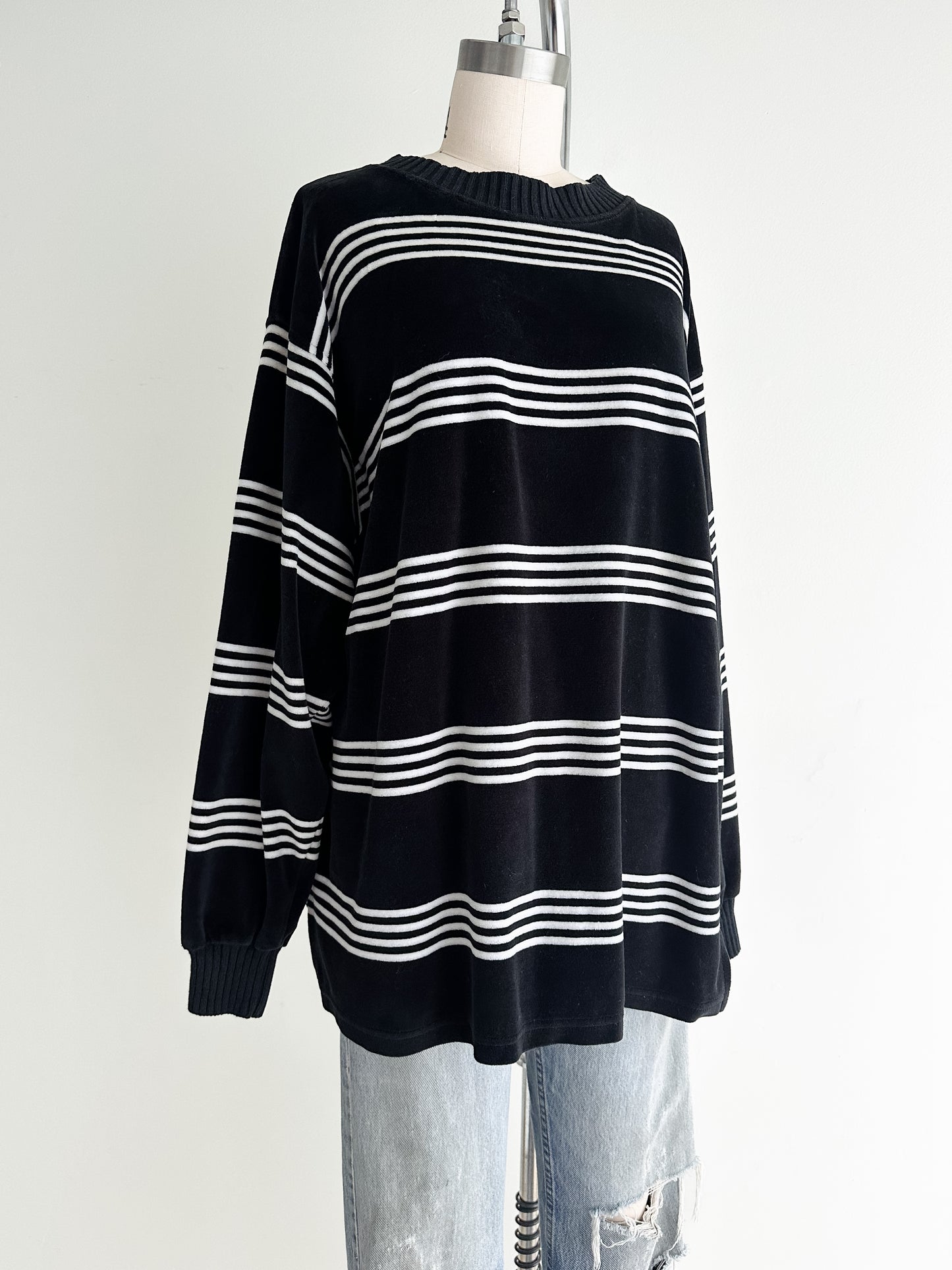 vintage striped velour sweatshirt (L)