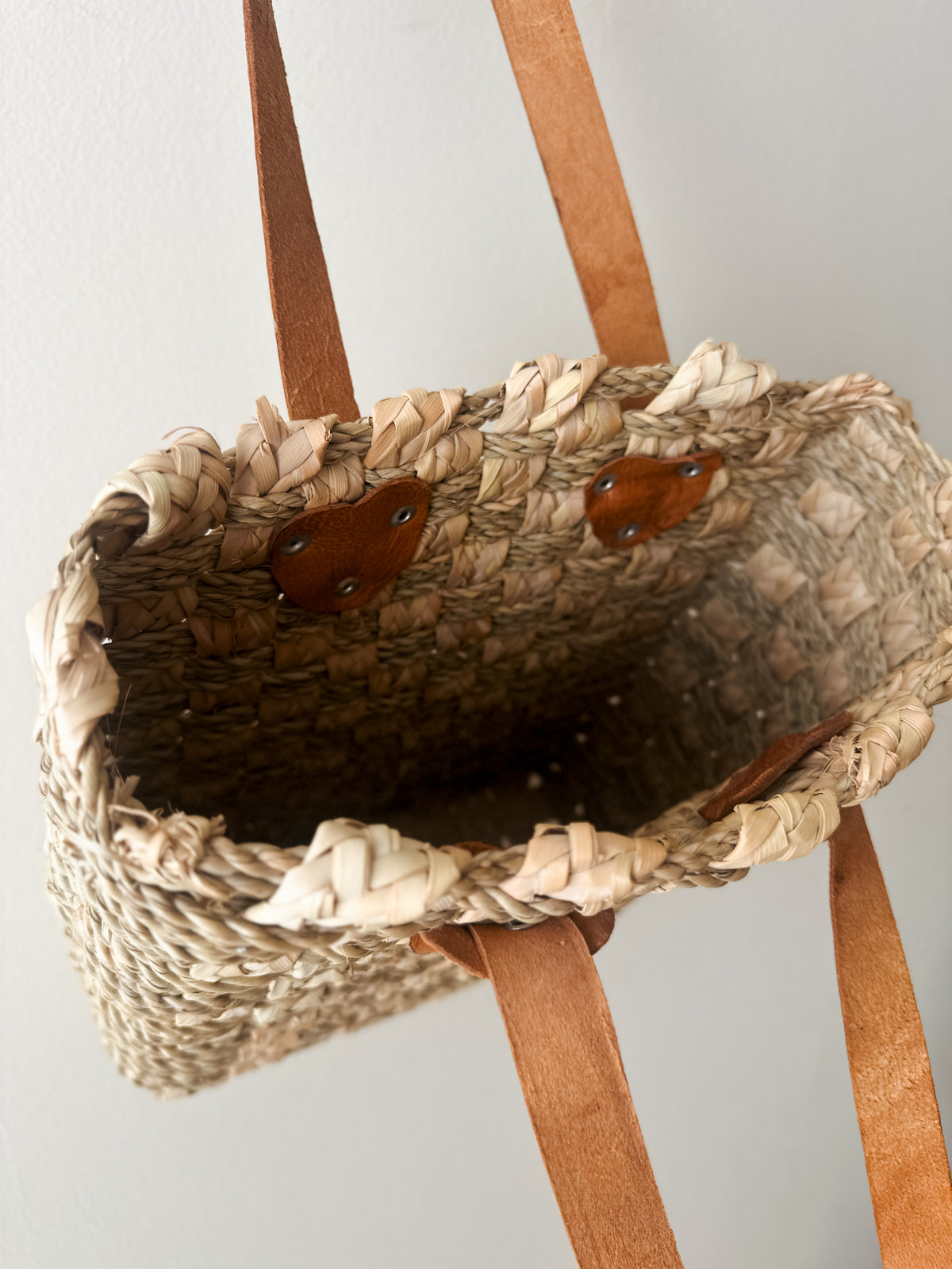vintage seagrass basketweave tote