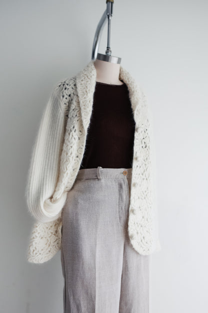 vintage cream angora cardigan (S/M)