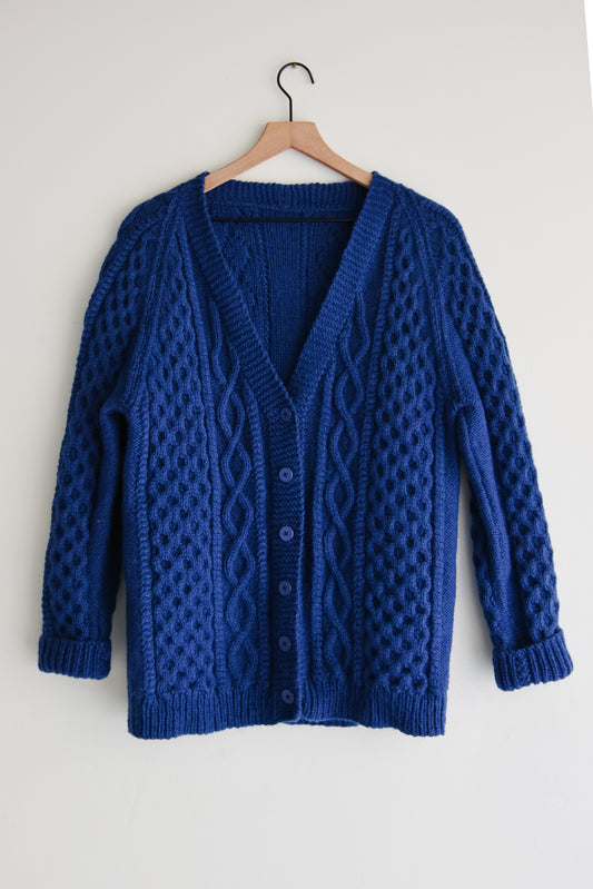vintage lapis wool cardigan (S/M)