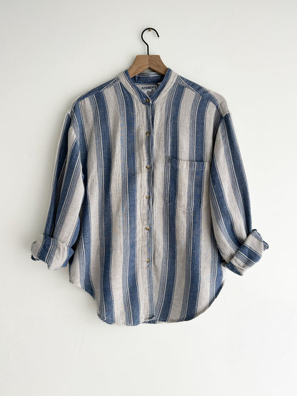 vintage striped linen blend shirt (M)