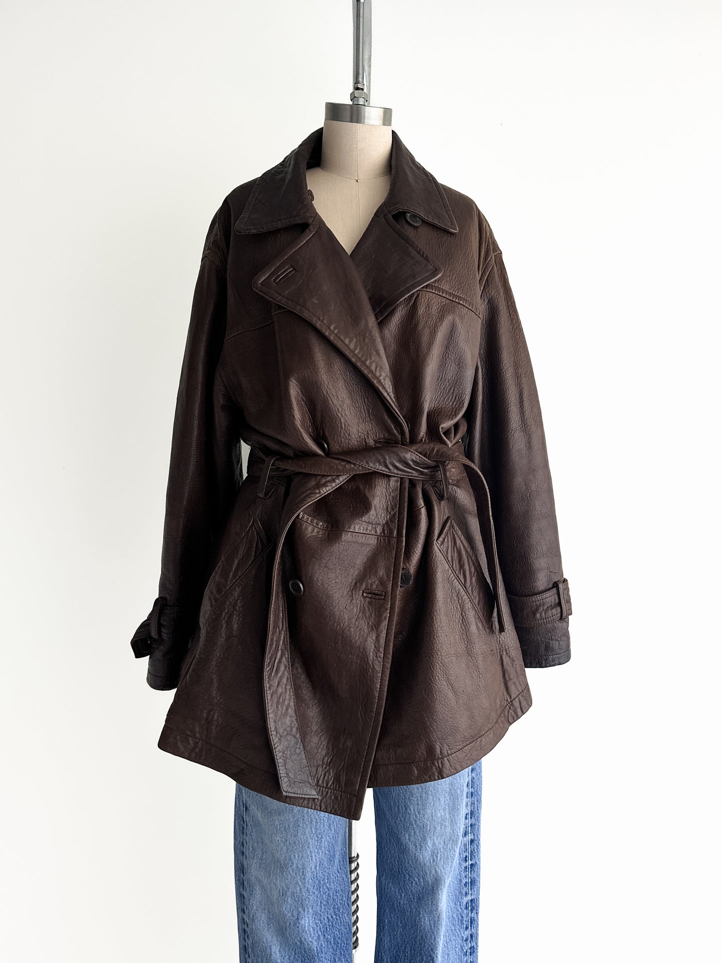 vintage butter soft leather coat (M/L)