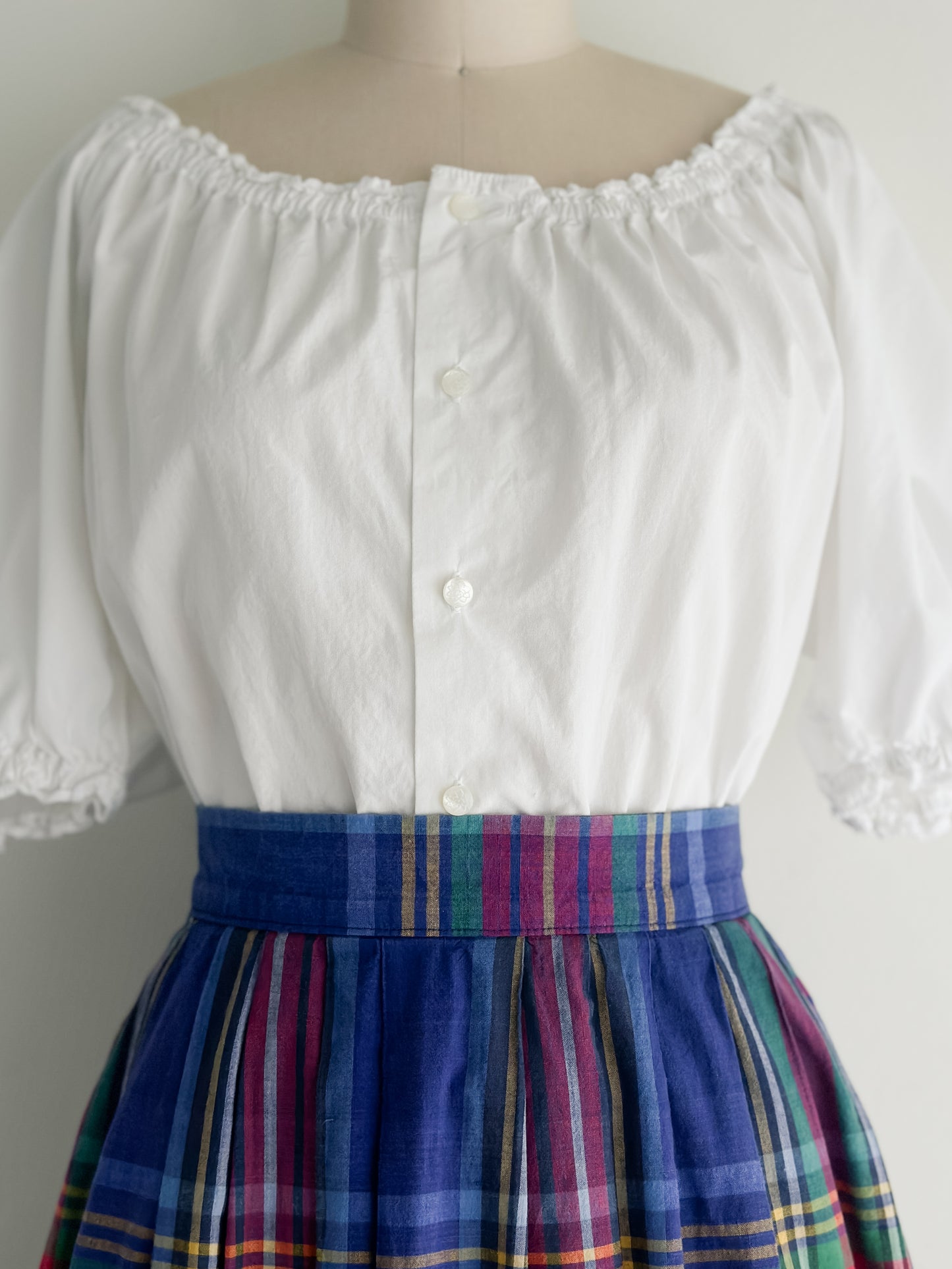 vintage white peasant shirt (L)