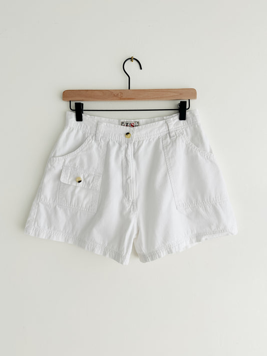 vintage white cotton cargo shorts (M)