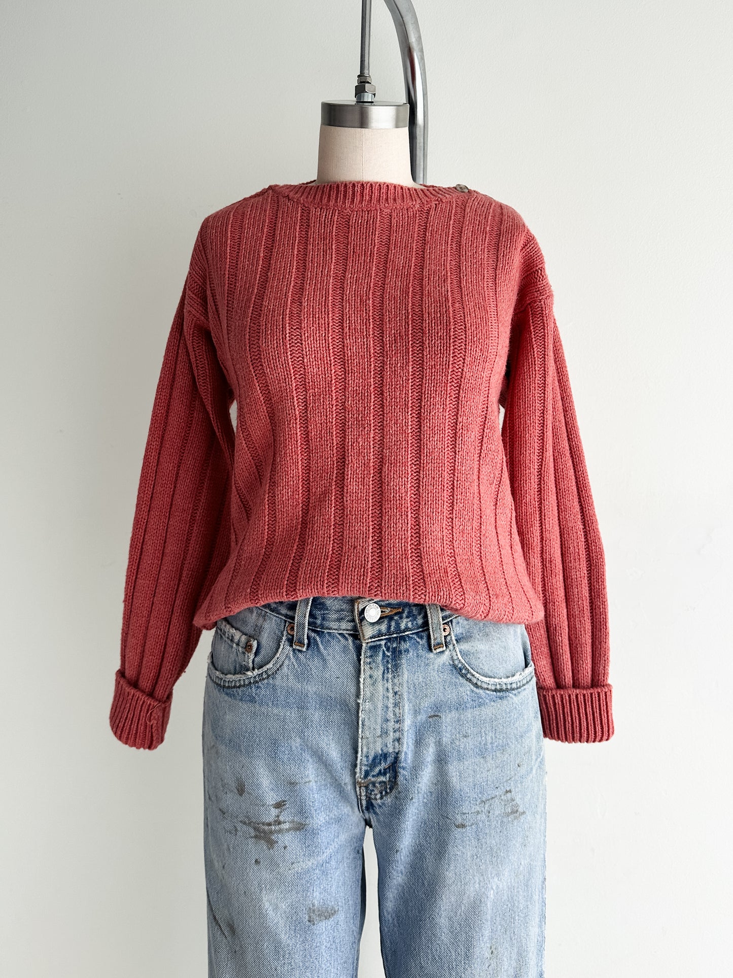 vintage rose pink silk lambswool sweater (M)