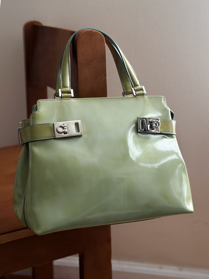 vintage Ferregamo pistachio Gancini tote