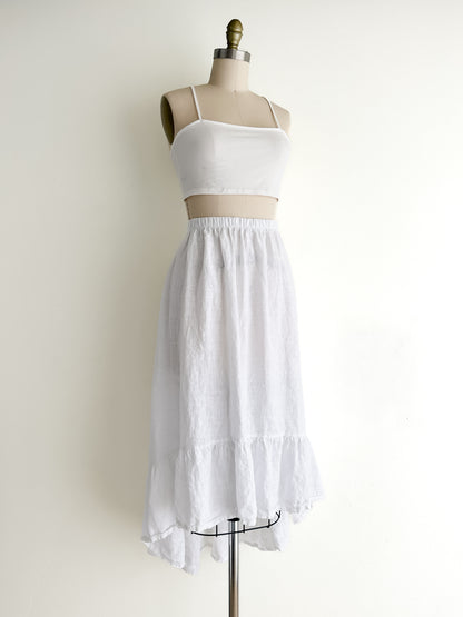 vintage white linen skirt (M)