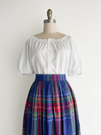 vintage white peasant shirt (L)