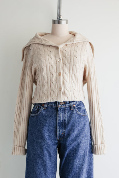 vintage cable knit cashmere cardigan (M)