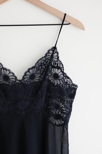 vintage navy sheer slip (M)