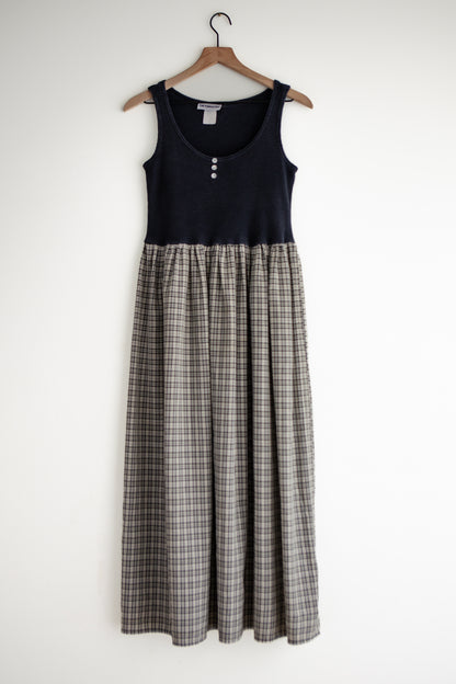 vintage waffle knit plaid dress (S/M)