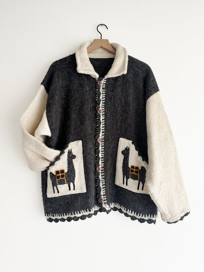 vintage alpaca cardigan sweater (L)