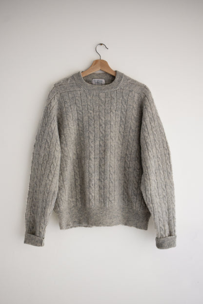 vintage heathered cableknit wool sweater (M)