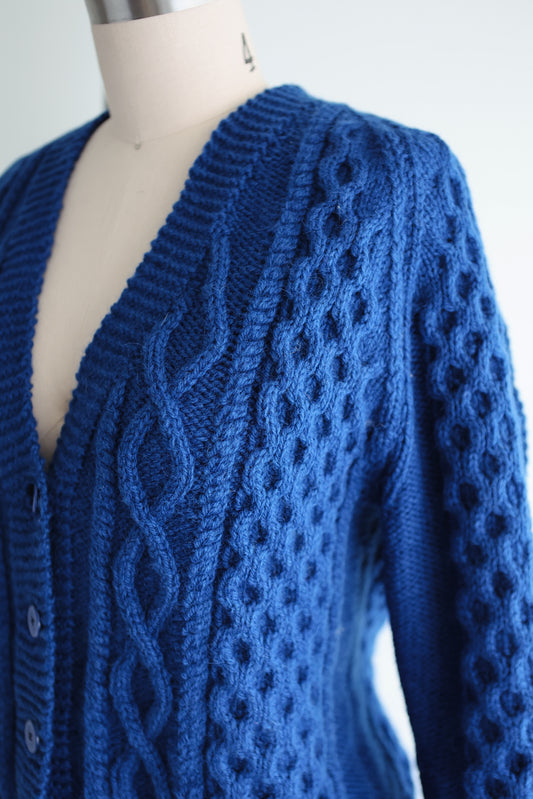 vintage lapis wool cardigan (S/M)