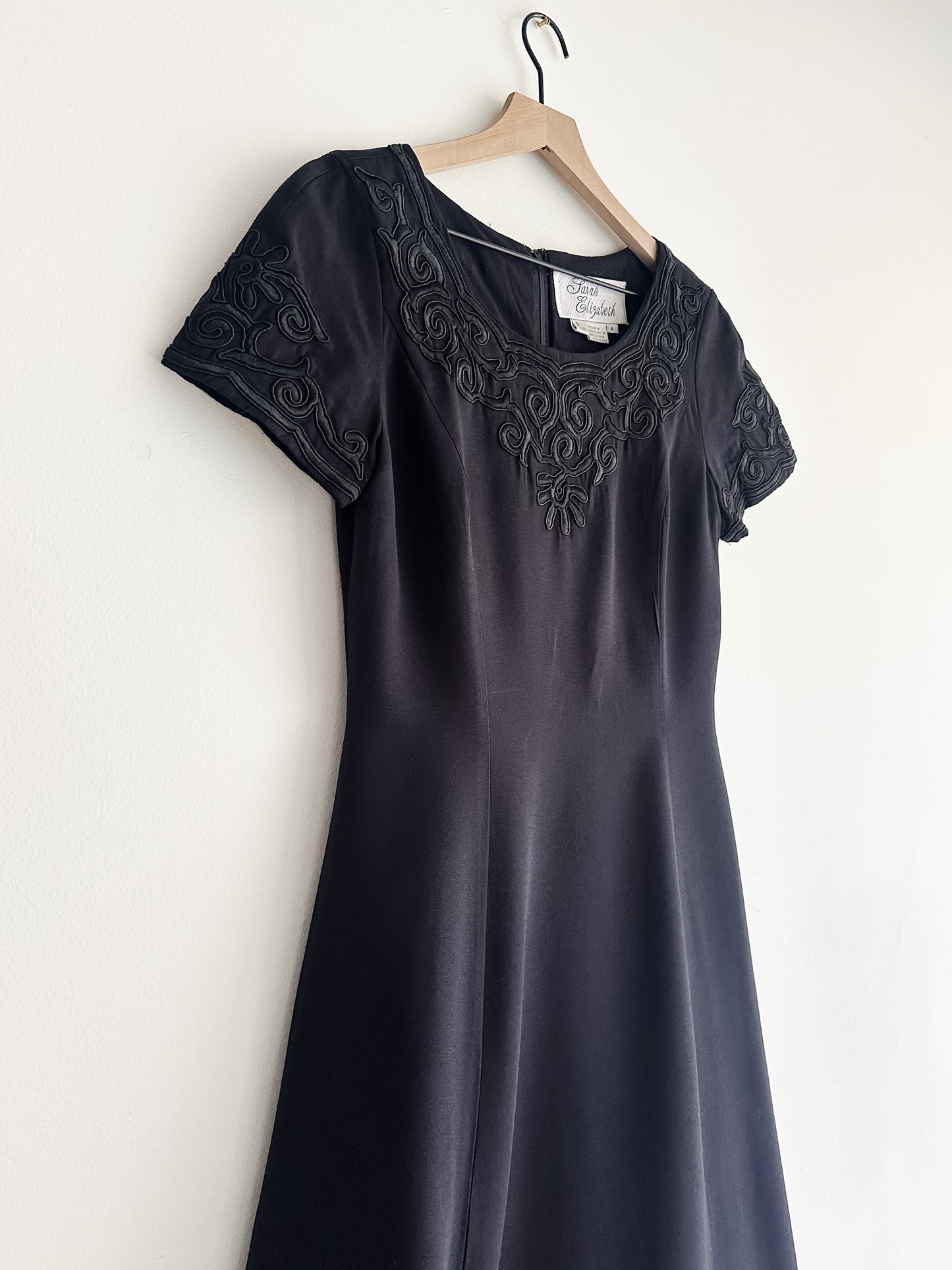 vintage black soutache party dress (S/M)