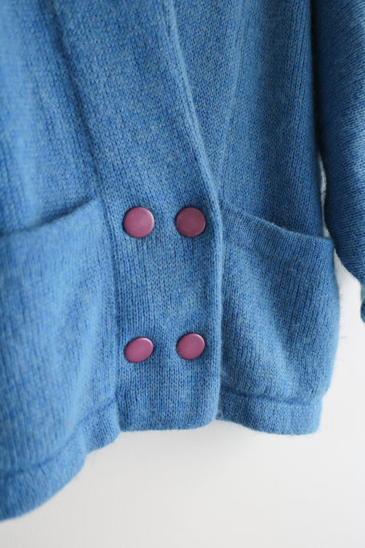 vintage sky blue wool cardigan (L)