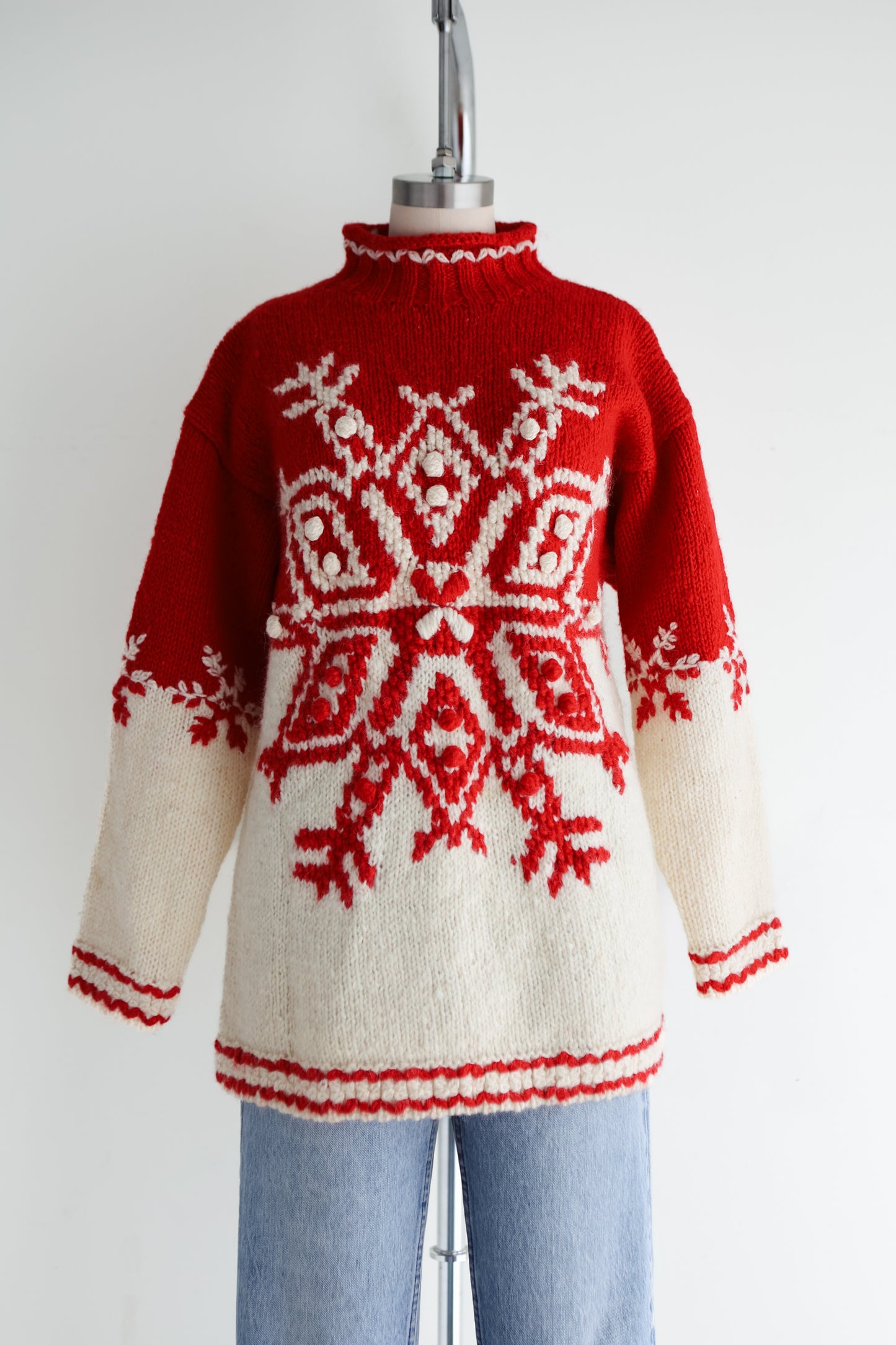 vintage hand knit wool sweater (S)
