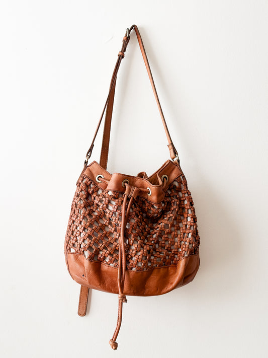 vintage Portuguese leather bucket bag