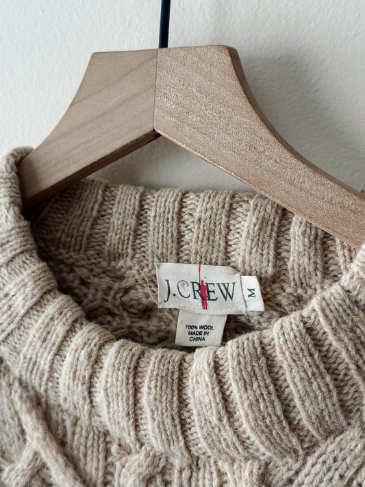 vintage J Crew oatmeal wool lattice sweater (L)