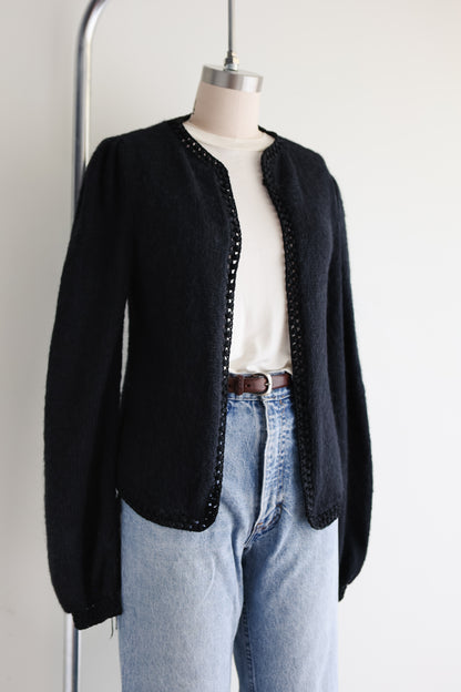 vintage black mohair knit cardigan (M)