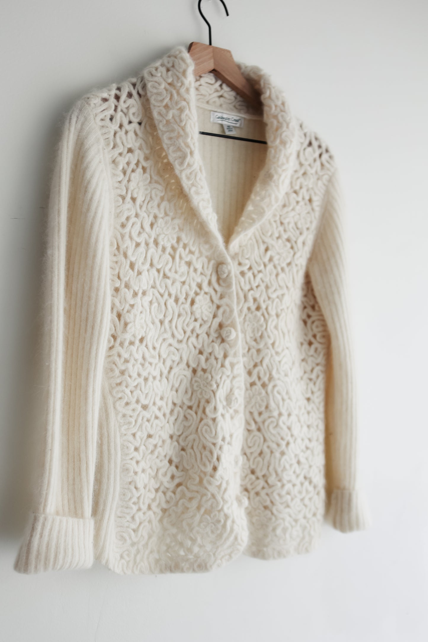 vintage cream angora cardigan (S/M)