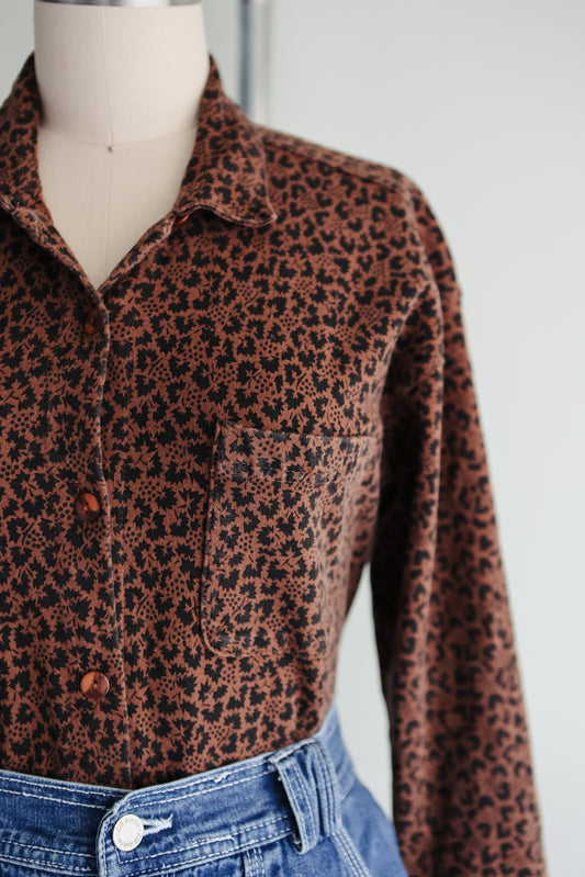 vintage leaf print shirt (S)