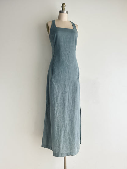 vintage sea glass linen dress (M)