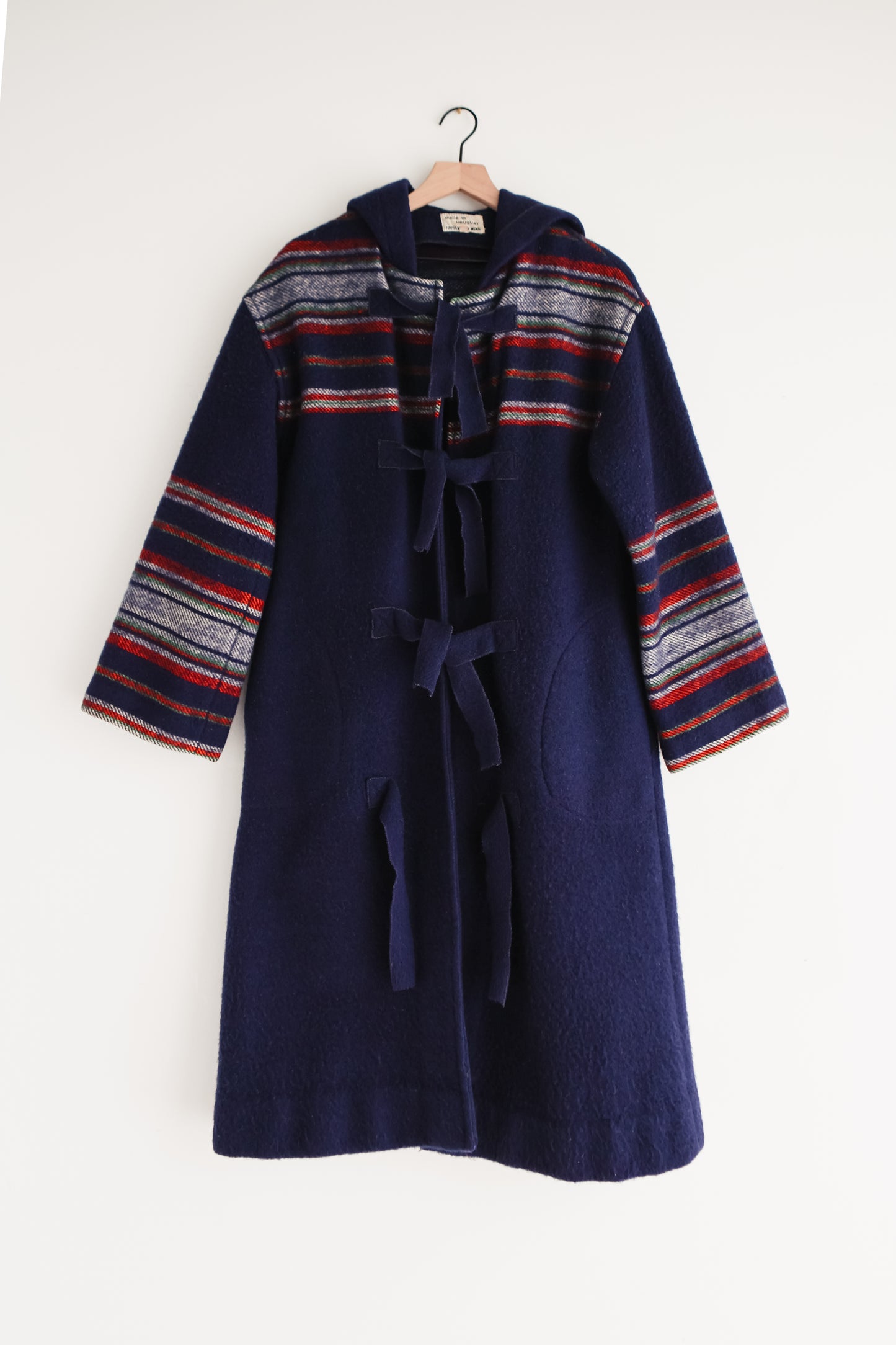 vintage wool hooded blanket coat (S)