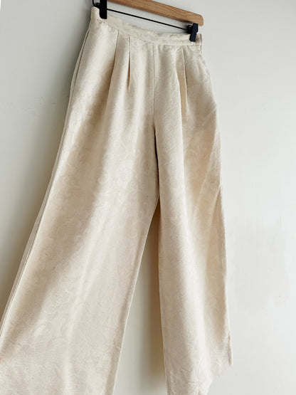 vintage Valentino cream silk jacquard pants (XS)