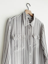 Load image into Gallery viewer, vintage grey stripe silk shirt (M/L)
